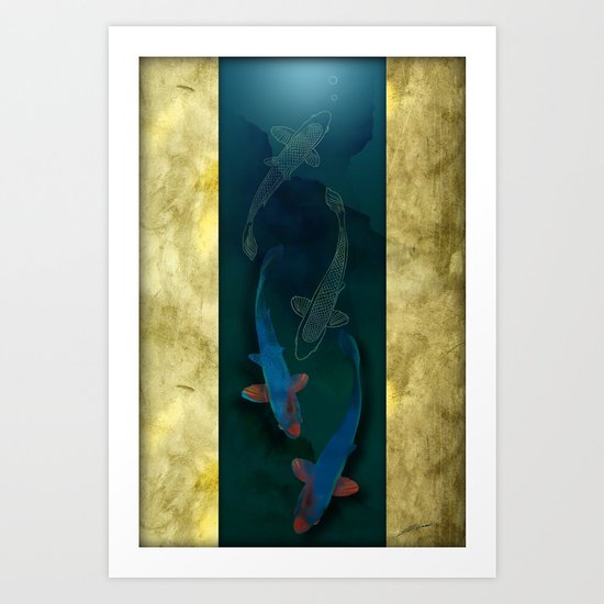 Blue Koi Art Print