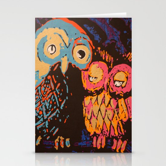 Psychedelic Owls Stationery Cards