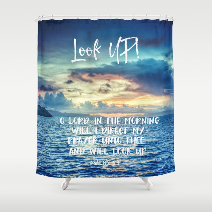 Ocean Sunrise Psalms Prayer Bible Verse Shower Curtain by Quote Life ...