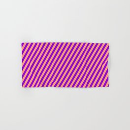 [ Thumbnail: Light Salmon and Dark Violet Colored Striped Pattern Hand & Bath Towel ]