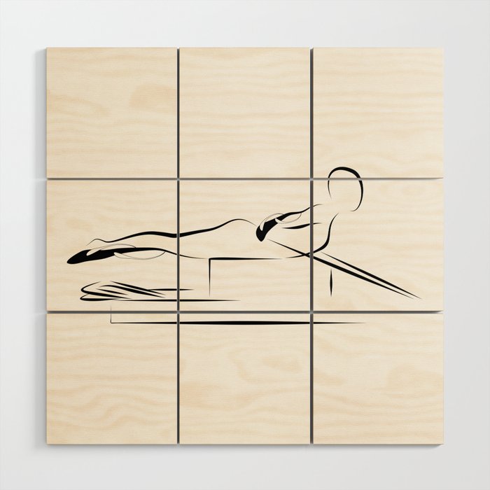Pilates, T pull on the reformer Wood Wall Art