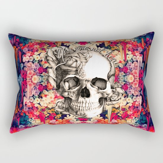 You are not here Day of the Dead Rose Skull. Rectangular Pillow