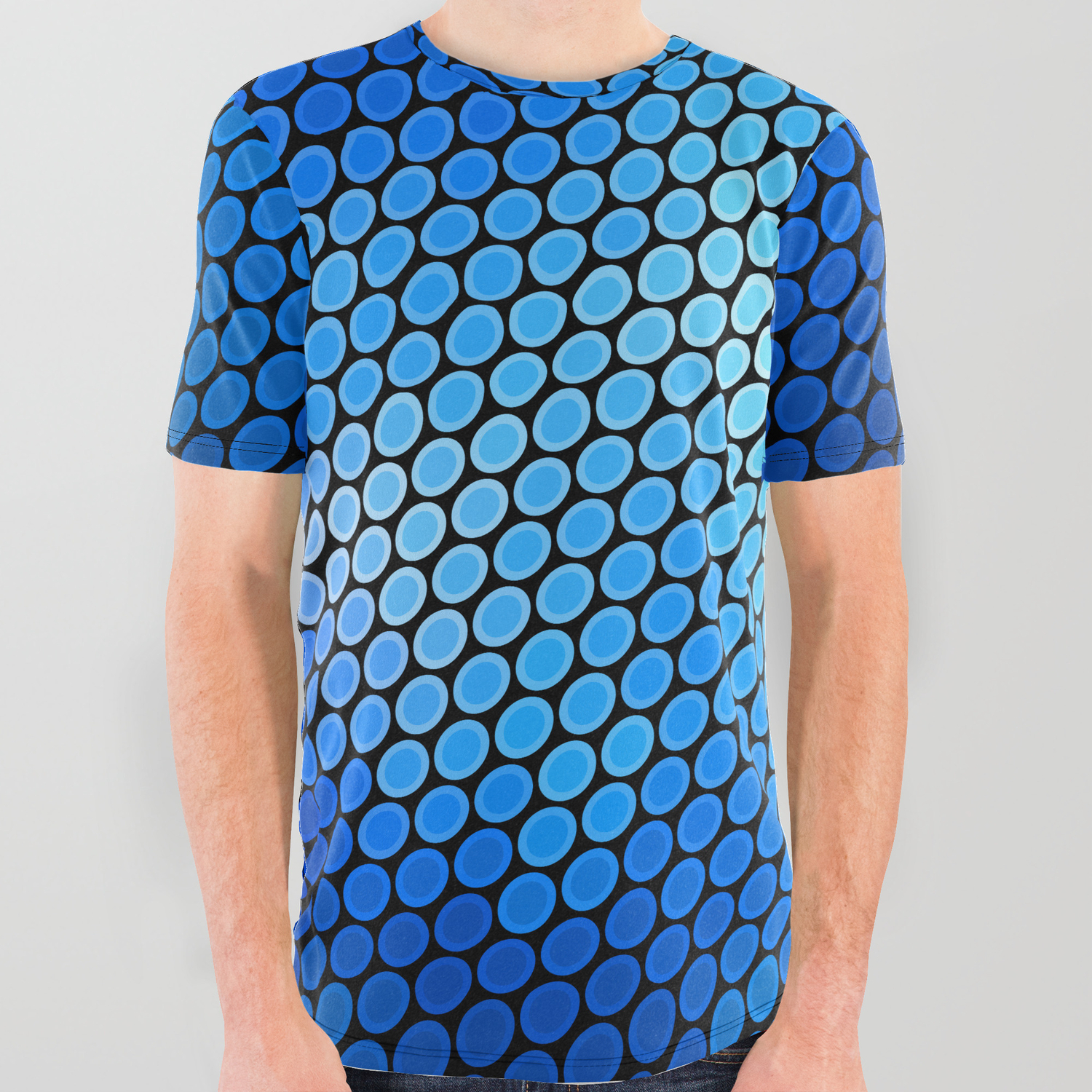 Blue Led Abstract Art Design All Over Graphic Tee By