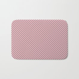 [ Thumbnail: Grey & Light Pink Colored Striped/Lined Pattern Bath Mat ]