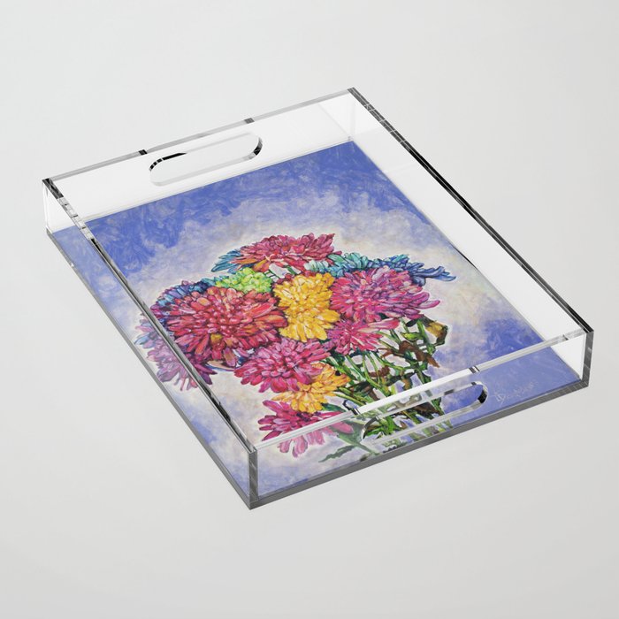 Rainbow Chrysanthemums Acrylic Tray