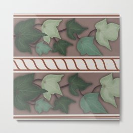 English Ivy Double Stripe Metal Print | Bathroom, Pillows, Leaves, Plant, Digital, Green, Modern, Graphicdesign, Garden, Backpack 
