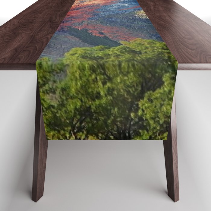 Argentina Photography - The Argentine Alpine Forest Under The Blue Sky Table Runner