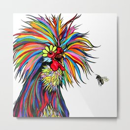 RobiniArt Chicken and Bee Metal Print