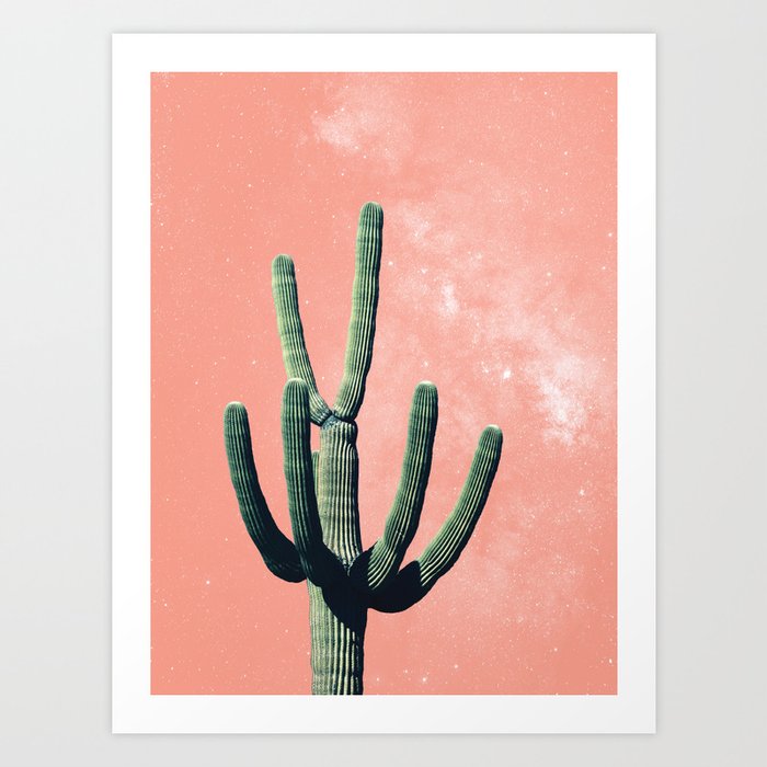 Cactus Mexican Succulent Boho Mexico Desert Pink Tropical Galaxy  Art Print