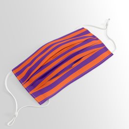 [ Thumbnail: Indigo and Red Stripes Pattern Face Mask ]