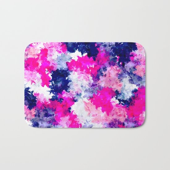 Hand painted pink purple watercolor abstract brushstrokes Bath Mat