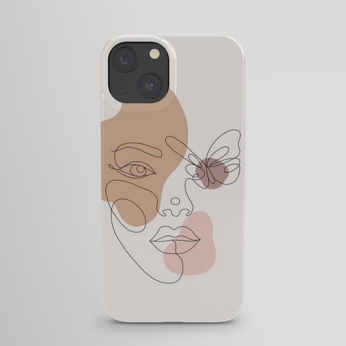 Mid Century Woman Face Boho Minimal Abstract iPhone Case