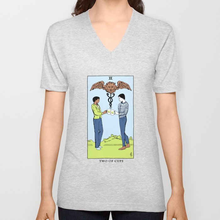 Community Tarot Card- Two of Cups V Neck T Shirt
