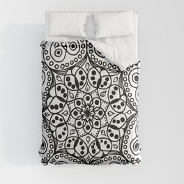 Bugs and Butterfly Zen Mandala black and white Comforter