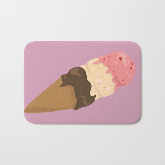 neapolitan ice cream pattern, millennial pink Bath Mat