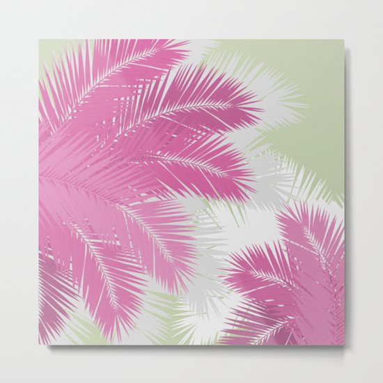 PINK TROPICAL PALM TREES Metal Print