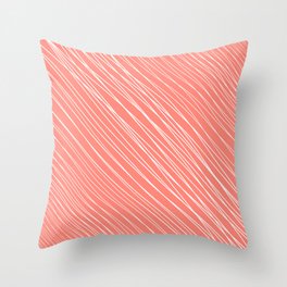 Striped-pattern, orange, white, simple, minimal, minimalist, lined-pattern, stripe, modern, trendy, basic, digital, pattern, abstract, lines, line, line-art, jewel-color, Throw Pillow