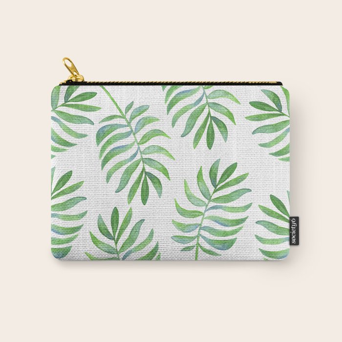 Tropical Palm Leaf CarryAll Pouch by Kristen Laczi Watercolors Society6