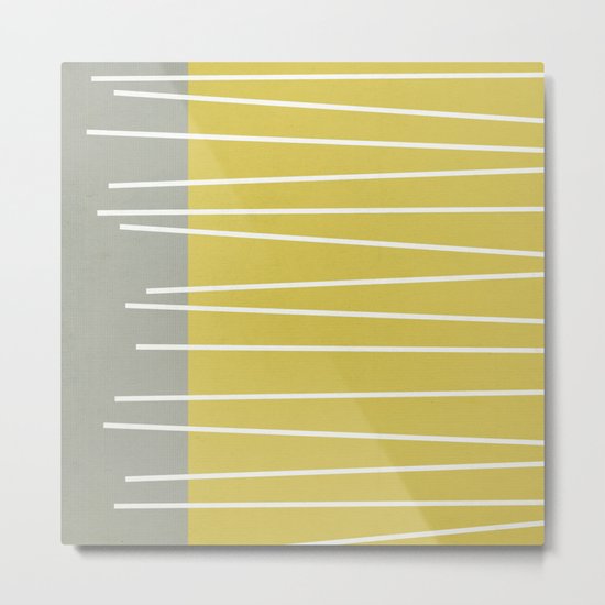 MId century modern textured stripes Metal Print