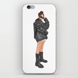 Influencer in leather Jacket iPhone Skin