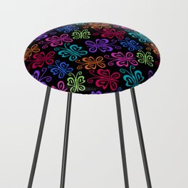 Charming Butterflies in Bright Colors on Black Counter Stool