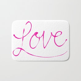 Love in Gloss (hot pink) Bath Mat | Handwritten, Pride, Script, Feminine, Valentine, Handwriting, Pink, Love, Fuschia, Love Letter 