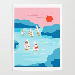 Tight - memphis throwback retro vintage classic sport boating yachting sailboat harbor sea ocean art Poster