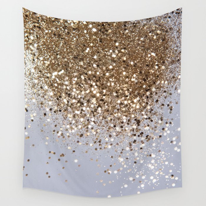 Sparkling Glam Gold Glitter Glam 1 Faux Glitter shiny decor art society6 Wall Tapestry by Anita s Bella s Art Society6