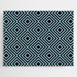 Black Aqua Blue Square Line Art Pattern Pairs Diamond Vogel 2022 Popular Colour Orleans Tune 0658 Jigsaw Puzzle