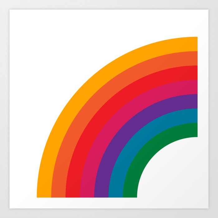 Retro Bright Rainbow - Left Side Art Print