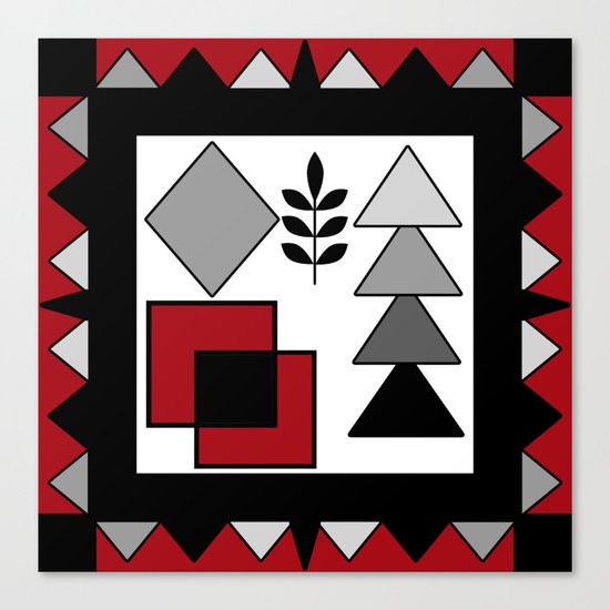 Ethnic pattern in red-black-white colors Canvas Print