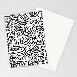Graffiti Black and White Monsters are waiting for Halloween Stationery Cards