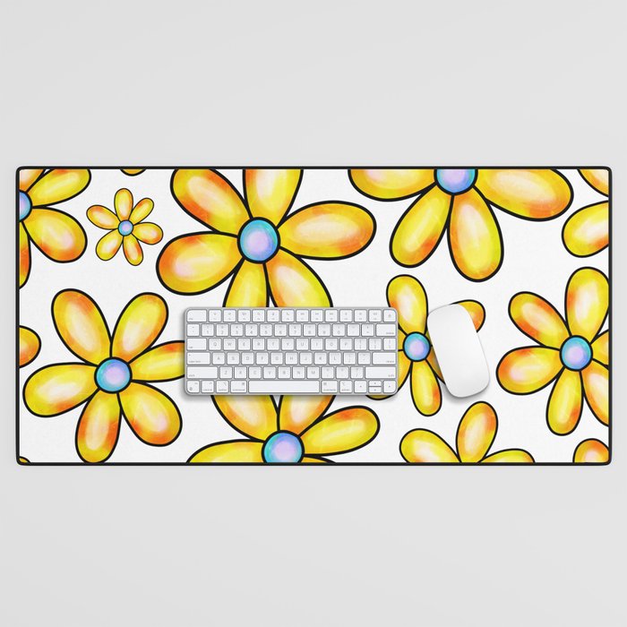 Doodle Spring Flower Pattern 01 Desk Mat