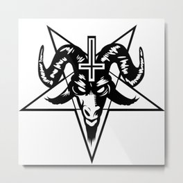 Baphomet Head with inverted cross Metal Print | Kabbalahsymbol, Satanshirt, Graphicdesign, Baphometsigil, Pentagram 