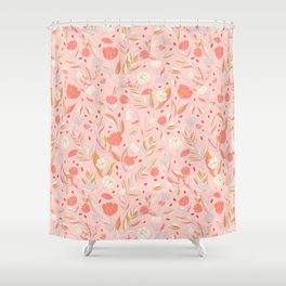 Floral Pattern in soft pink color palette Shower Curtain