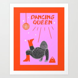 Dancing Queen Disco Gorilla Print Art Print