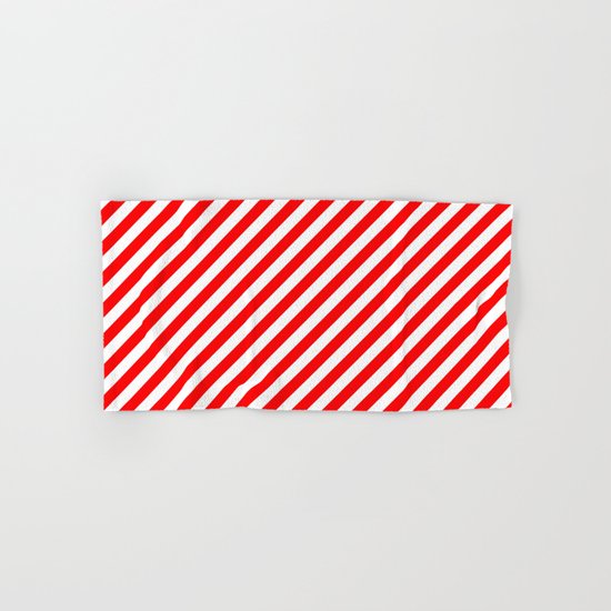Diagonal Stripes (Red/White) Hand & Bath Towel