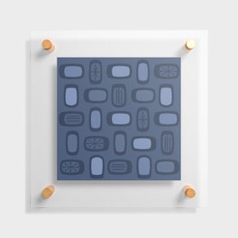 Midcentury MCM Rounded Rectangles Navy Blue Floating Acrylic Print