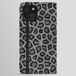 Glittery Black and Silver Cheetah Faux Fur Pattern iPhone Wallet Case