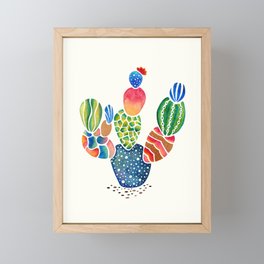 Colorful and abstract cactus Framed Mini Art Print