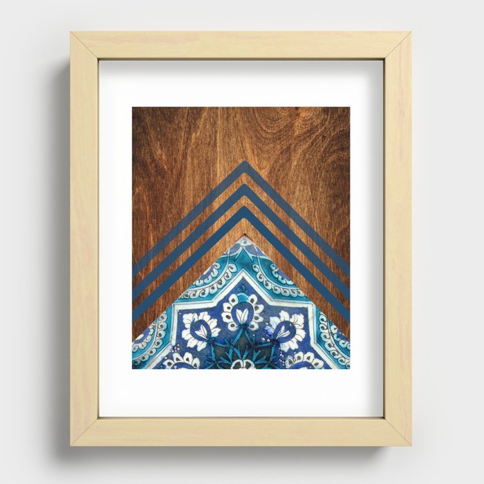 Wood + Moroccan Pattern Recessed Framed Print