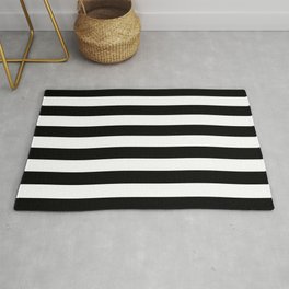 Horizontal Black and White Stripes - Lowest Priced Area & Throw Rug