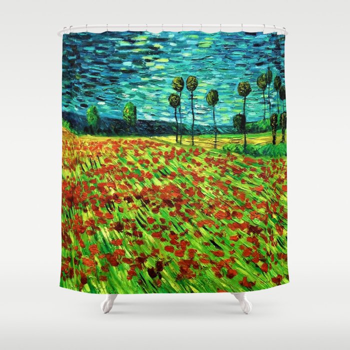 Classical Masterpiece 'Field of Poppies' by Vincent van Gogh Shower Curtain