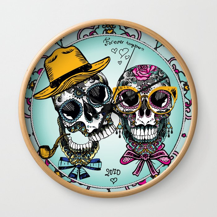sugar skull familly Wall Clock