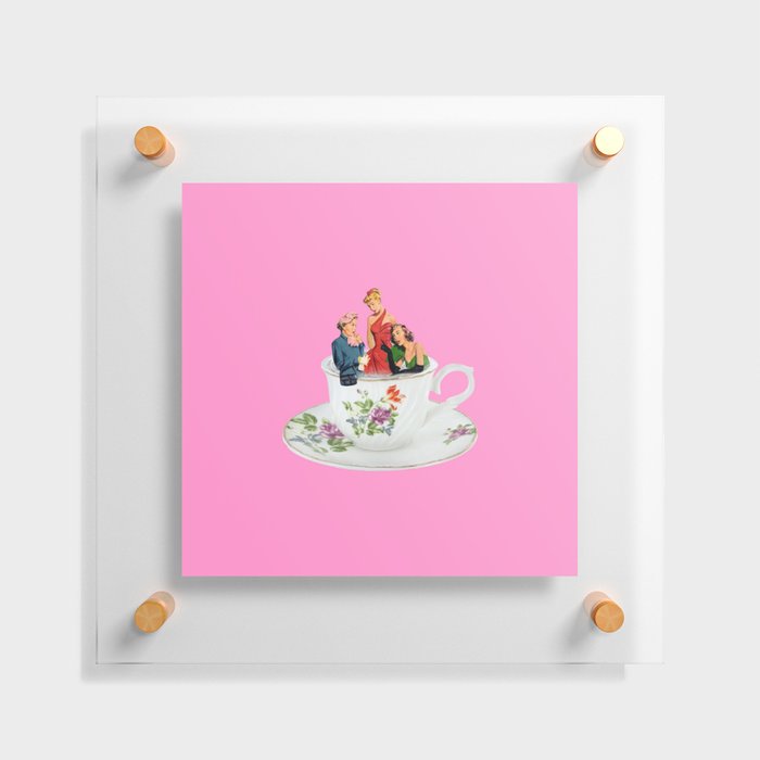 tea time 2 pink Floating Acrylic Print