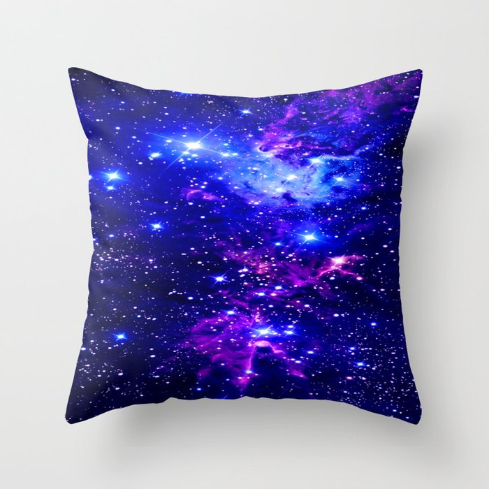 Fox Fur Nebula Galaxy blue purple Throw Pillow