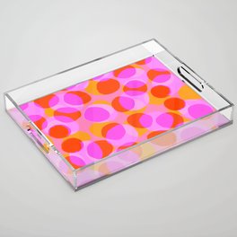 Mid Mod Abstract Hot Pink And Orange Bubbles Acrylic Tray