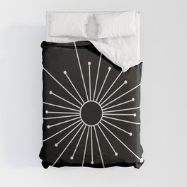 Mid Century Modern Simple Sputnik Starburst Black/White Duvet Cover