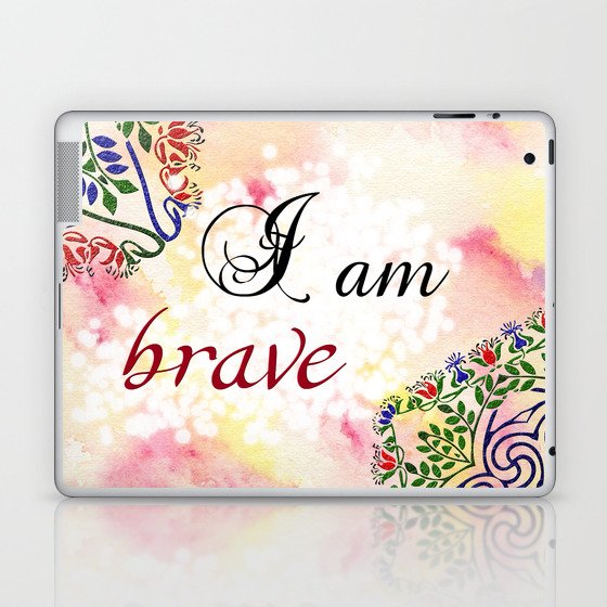 I am brave - motivational affirmations & quotes with mandalas for self-care and recovery Laptop & iPad Skin