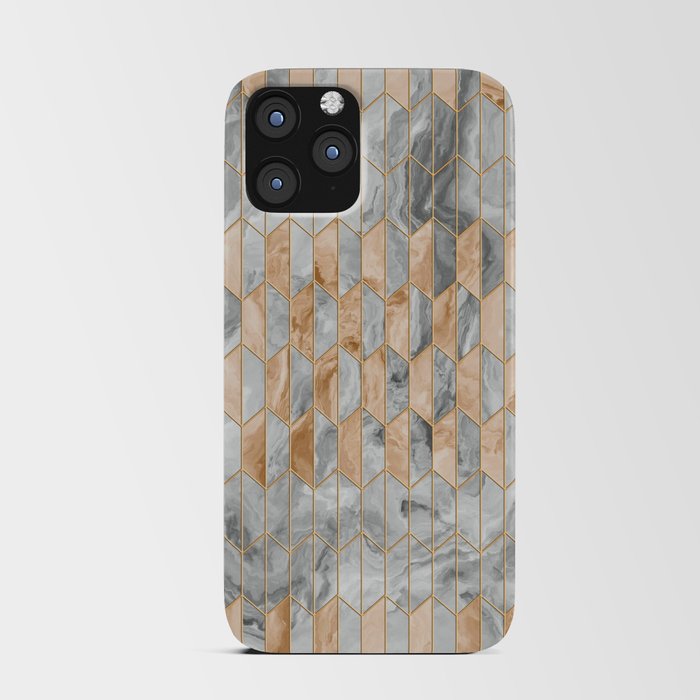Art Deco Cream Gold + Gray Abstract Marble Geometry iPhone Card Case